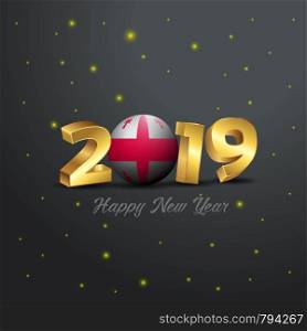 2019 Happy New Year Georgia Flag Typography. Abstract Celebration background