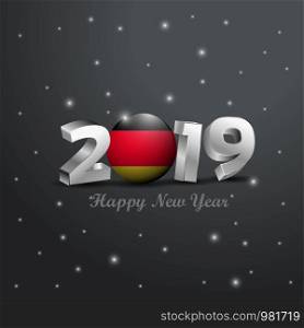 2019 Happy New Year Germany Flag Typography. Abstract Celebration background