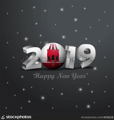 2019 Happy New Year Gibraltar Flag Typography. Abstract Celebration background