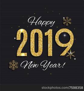 2019 Happy New Year Gold Glossy Background. Vector Illustration. EPS10. 2019 Happy New Year Gold Glossy Background. Vector Illustration