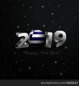 2019 Happy New Year Greece Flag Typography. Abstract Celebration background