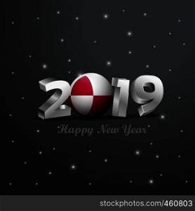 2019 Happy New Year Greenland Flag Typography. Abstract Celebration background