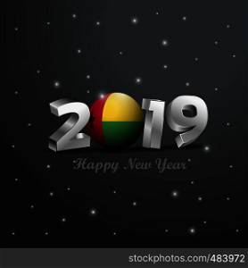 2019 Happy New Year Guinea Bissau Flag Typography. Abstract Celebration background