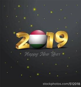 2019 Happy New Year Hungary Flag Typography. Abstract Celebration background