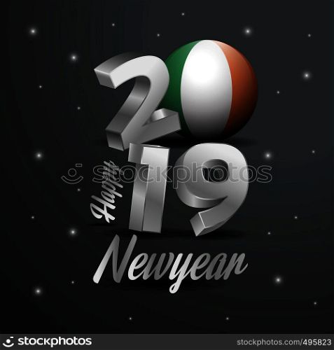 2019 Happy New Year Ireland Flag Typography. Abstract Celebration background
