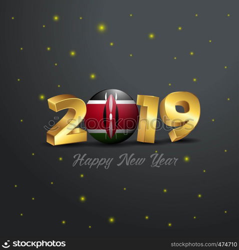 2019 Happy New Year Kenya Flag Typography. Abstract Celebration background