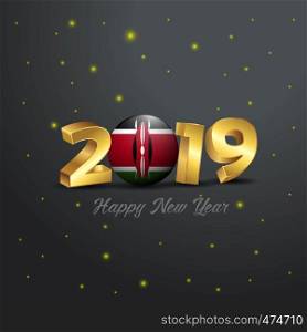 2019 Happy New Year Kenya Flag Typography. Abstract Celebration background