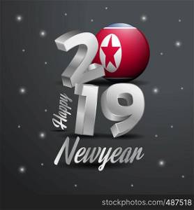 2019 Happy New Year Korea North Flag Typography. Abstract Celebration background