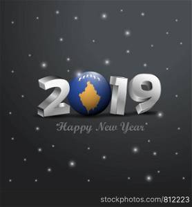 2019 Happy New Year Kosovo Flag Typography. Abstract Celebration background