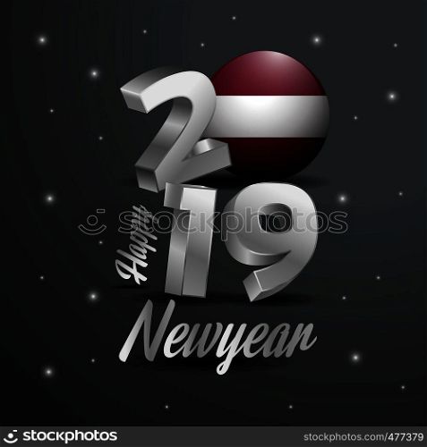 2019 Happy New Year Latvia Flag Typography. Abstract Celebration background