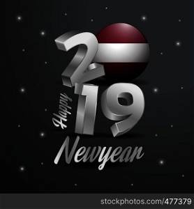 2019 Happy New Year Latvia Flag Typography. Abstract Celebration background
