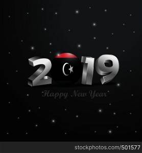 2019 Happy New Year Libya Flag Typography. Abstract Celebration background