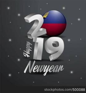 2019 Happy New Year Liechtenstein Flag Typography. Abstract Celebration background