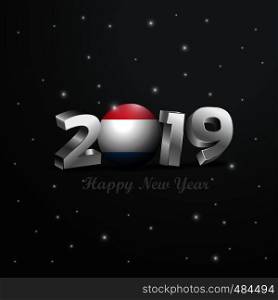2019 Happy New Year Luxembourg Flag Typography. Abstract Celebration background