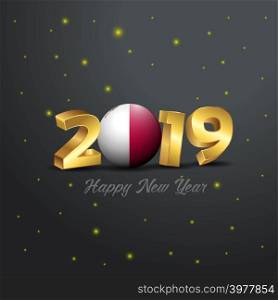 2019 Happy New Year Malta Flag Typography. Abstract Celebration background