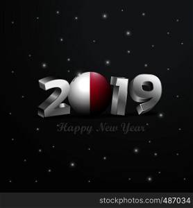 2019 Happy New Year Malta Flag Typography. Abstract Celebration background