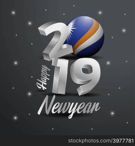 2019 Happy New Year Marshall Islands Flag Typography. Abstract Celebration background