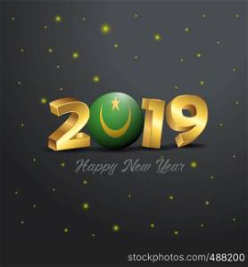 2019 Happy New Year Mauritania Flag Typography. Abstract Celebration background