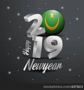 2019 Happy New Year Mauritania Flag Typography. Abstract Celebration background