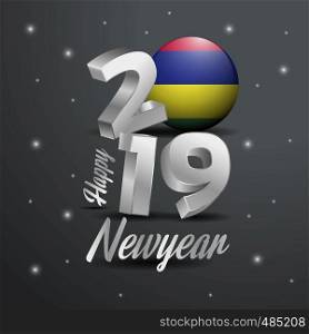 2019 Happy New Year Mauritius Flag Typography. Abstract Celebration background