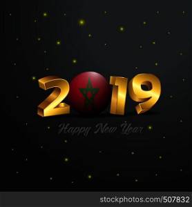 2019 Happy New Year Morocco Flag Typography. Abstract Celebration background