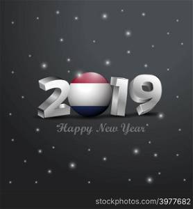 2019 Happy New Year Netherlands Flag Typography. Abstract Celebration background