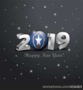 2019 Happy New Year Northern Mariana Islands Flag Typography. Abstract Celebration background