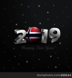 2019 Happy New Year Norway Flag Typography. Abstract Celebration background