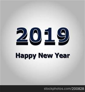 2019 Happy New Year on gray background, stock vector