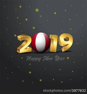 2019 Happy New Year Peru Flag Typography. Abstract Celebration background