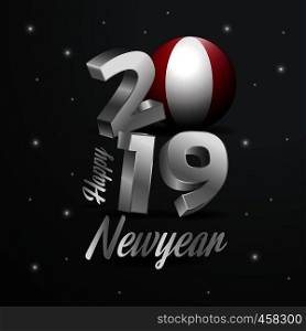 2019 Happy New Year Peru Flag Typography. Abstract Celebration background
