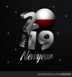 2019 Happy New Year Poland Flag Typography. Abstract Celebration background