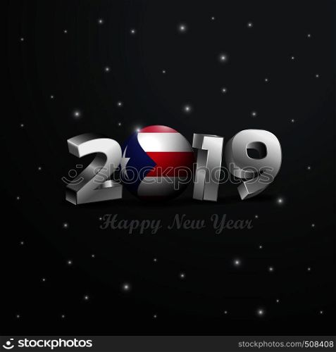 2019 Happy New Year Puerto Rico Flag Typography. Abstract Celebration background