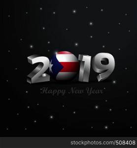 2019 Happy New Year Puerto Rico Flag Typography. Abstract Celebration background