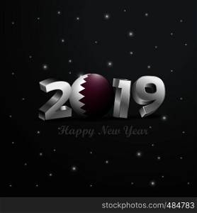 2019 Happy New Year Qatar Flag Typography. Abstract Celebration background