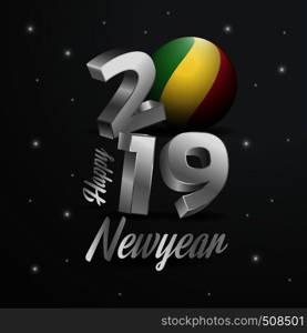 2019 Happy New Year Republic of the Congo Flag Typography. Abstract Celebration background