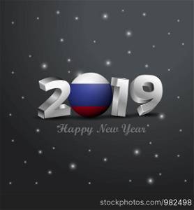 2019 Happy New Year Russia Flag Typography. Abstract Celebration background