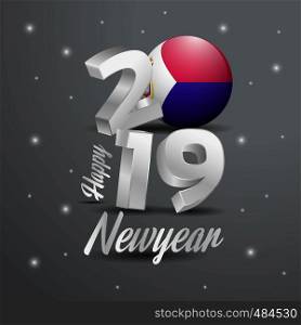 2019 Happy New Year Saint-Martin Flag Typography. Abstract Celebration background