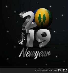 2019 Happy New Year Saint Vincent and Grenadines Flag Typography. Abstract Celebration background