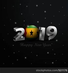 2019 Happy New Year Sao Tome and Principe Flag Typography. Abstract Celebration background