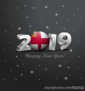 2019 Happy New Year Sark Flag Typography. Abstract Celebration background