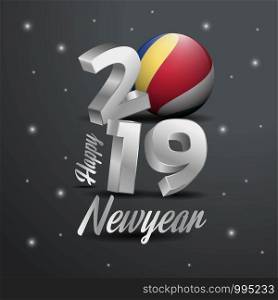2019 Happy New Year Seychelles Flag Typography. Abstract Celebration background