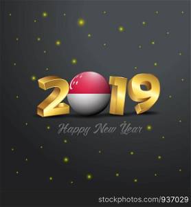2019 Happy New Year Singapore Flag Typography. Abstract Celebration background