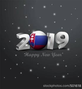 2019 Happy New Year Slovakia Flag Typography. Abstract Celebration background