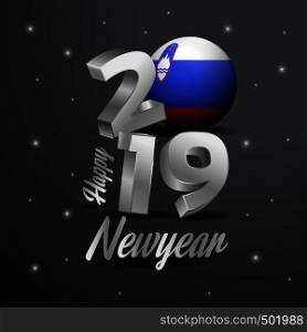 2019 Happy New Year Slovenia Flag Typography. Abstract Celebration background