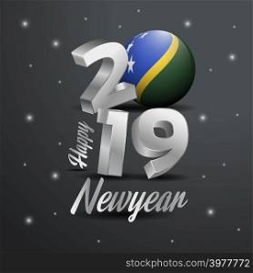 2019 Happy New Year Solomon Islands Flag Typography. Abstract Celebration background