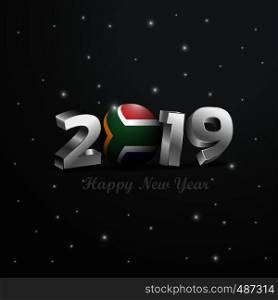 2019 Happy New Year South Africa Flag Typography. Abstract Celebration background