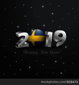 2019 Happy New Year Sweden Flag Typography. Abstract Celebration background
