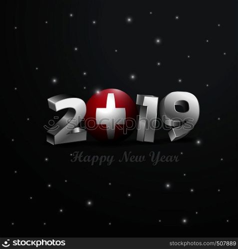 2019 Happy New Year Switzerland Flag Typography. Abstract Celebration background