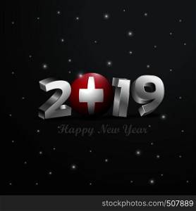 2019 Happy New Year Switzerland Flag Typography. Abstract Celebration background